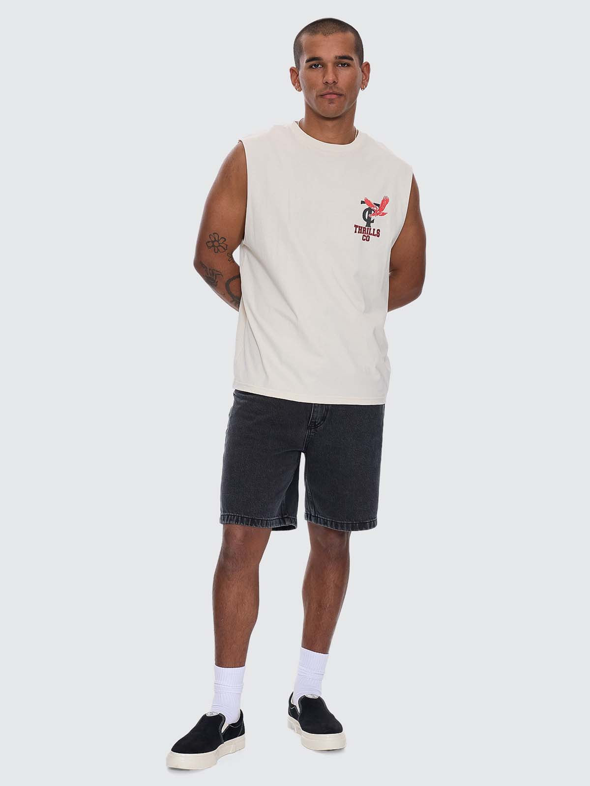 Wonder World Merch Fit Muscle Tee - Heritage White XS