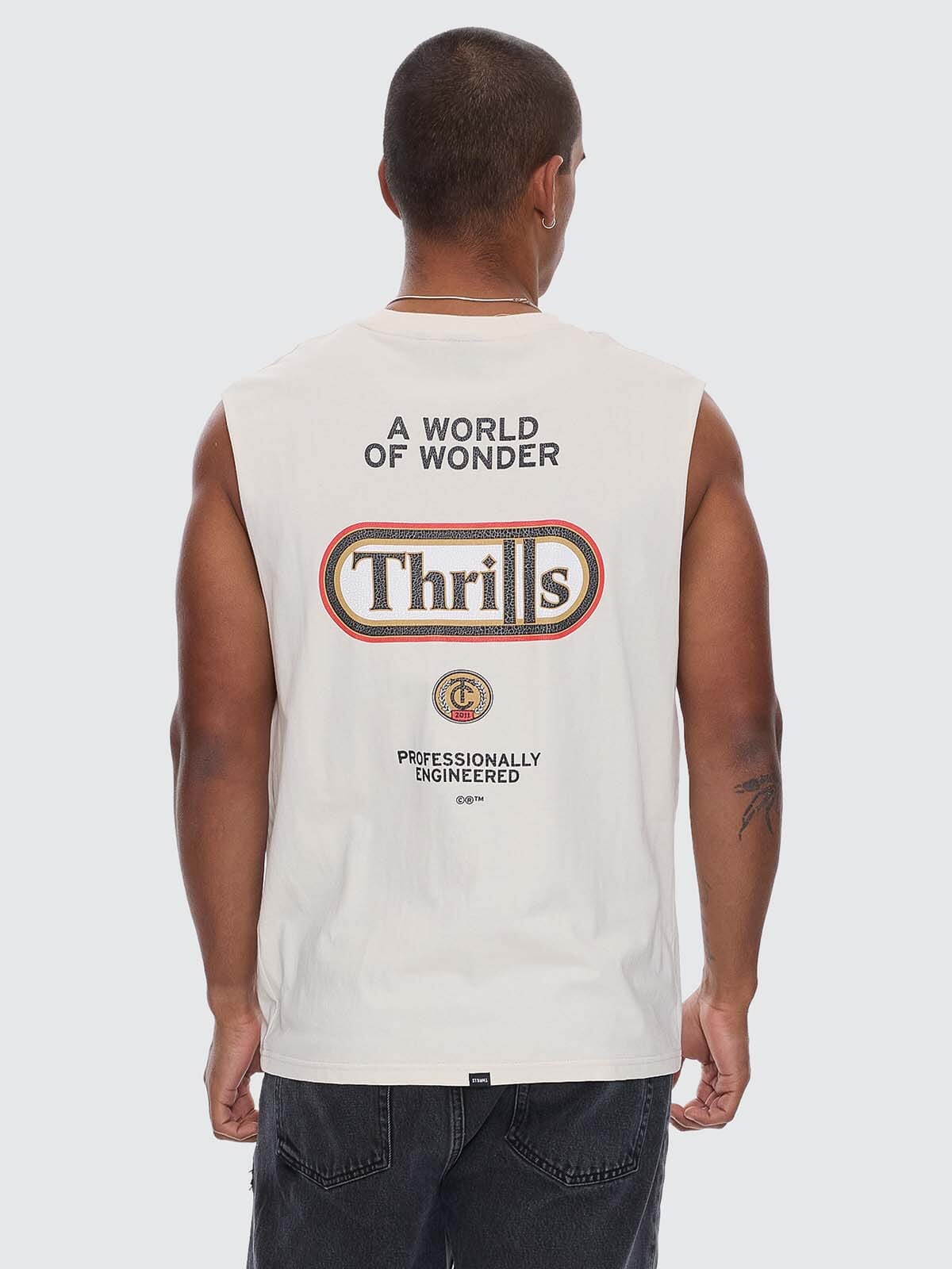 Wonder World Merch Fit Muscle Tee - Heritage White XS