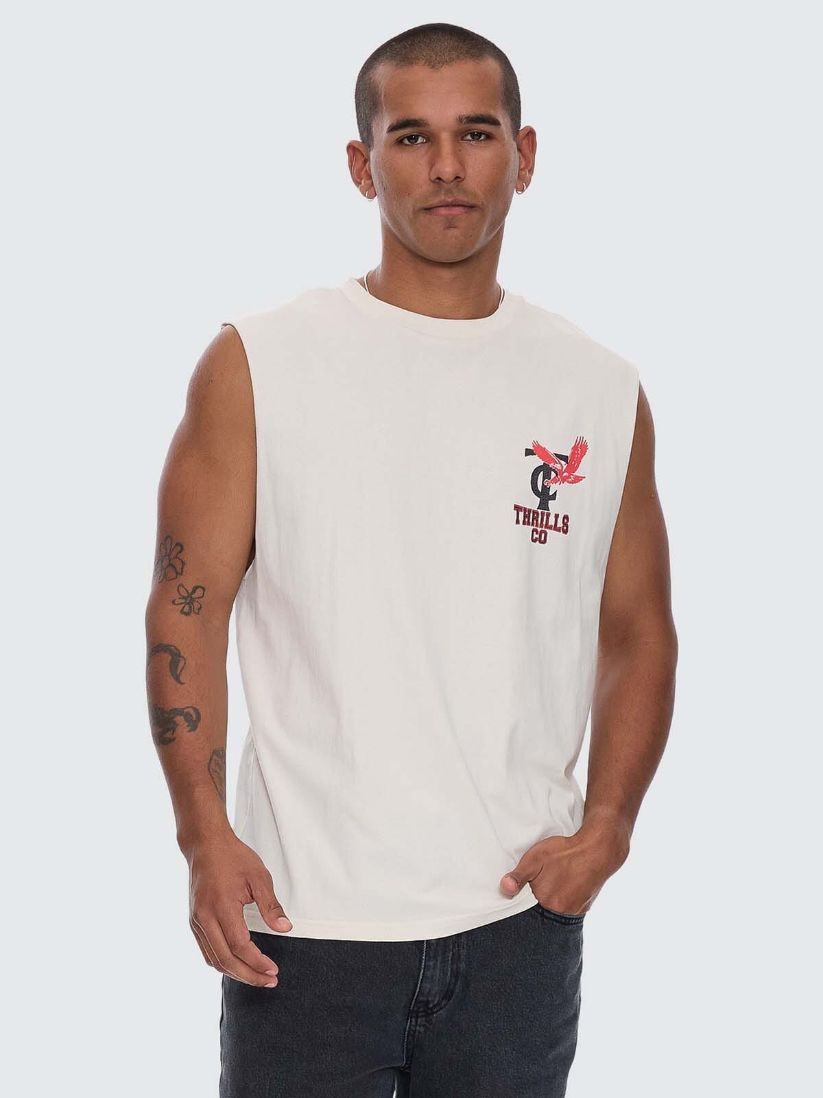 Wonder World Merch Fit Muscle Tee - Heritage White XS