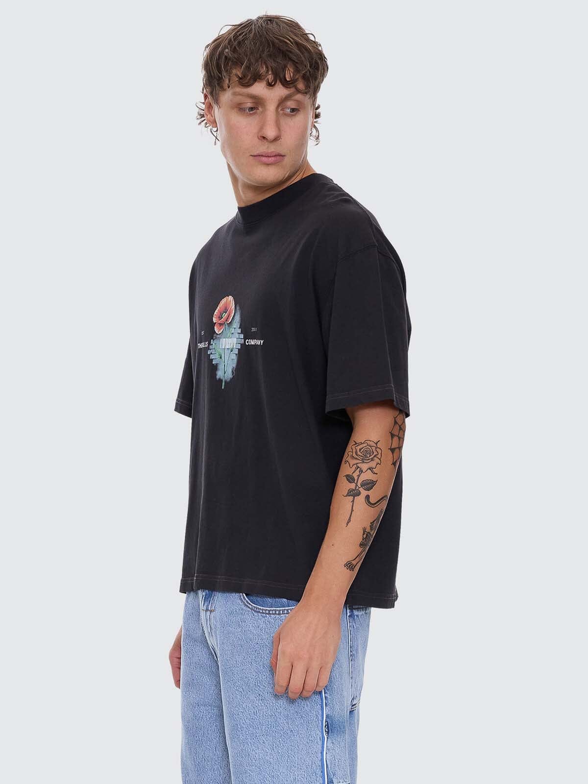Deadly Popular Box Fit Oversize Cropped Tee - Faded Black XS