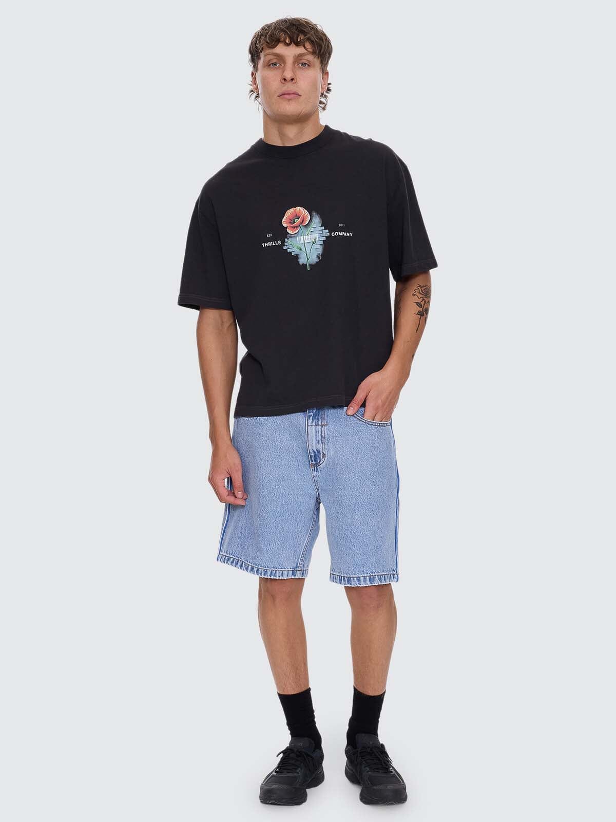 Deadly Popular Box Fit Oversize Cropped Tee - Faded Black XS