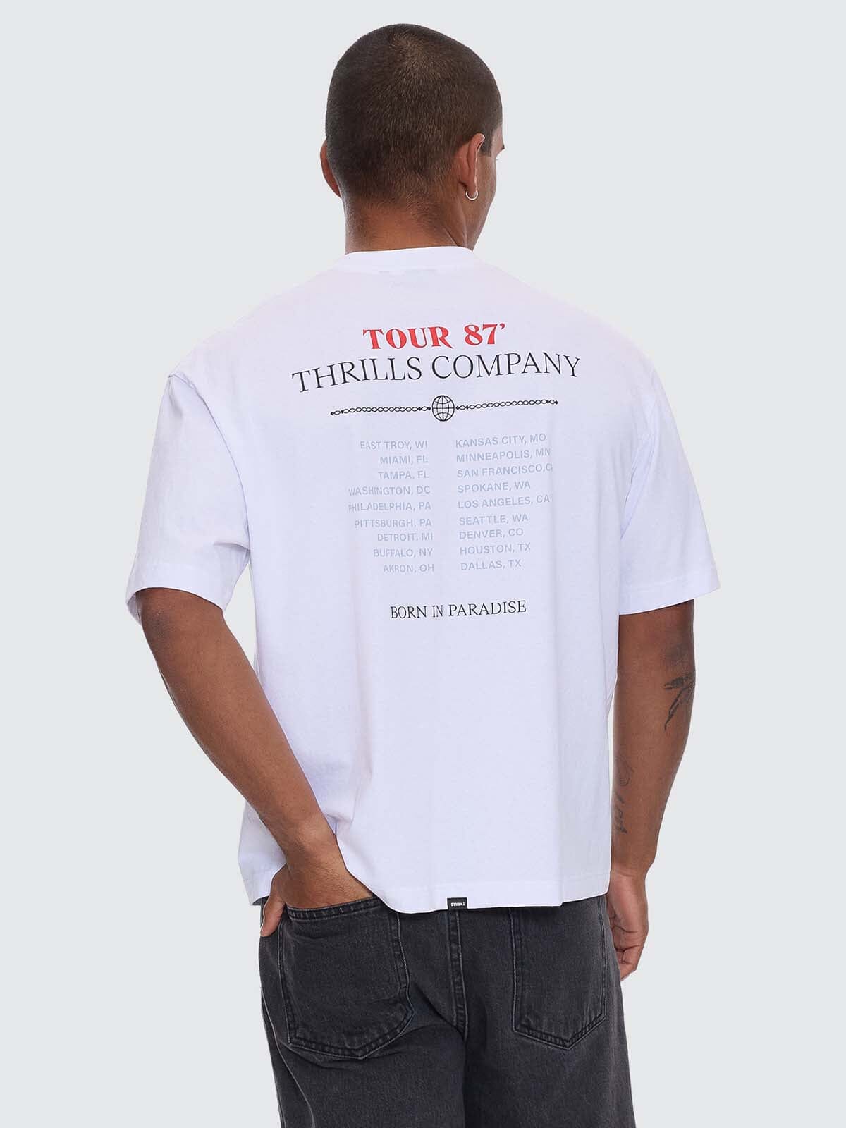 Metal and Dust Box Fit Oversize Cropped Tee - White XS