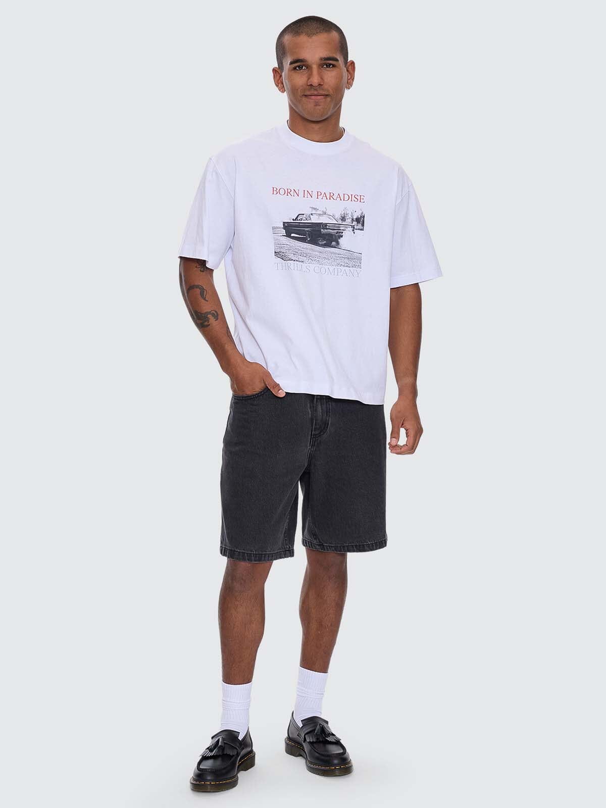 Metal and Dust Box Fit Oversize Cropped Tee - White XS