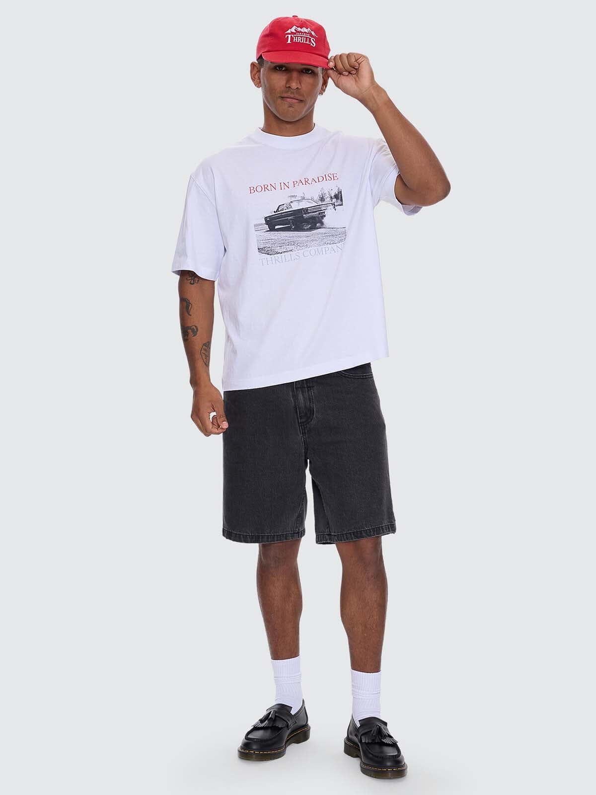 Metal and Dust Box Fit Oversize Cropped Tee - White XS