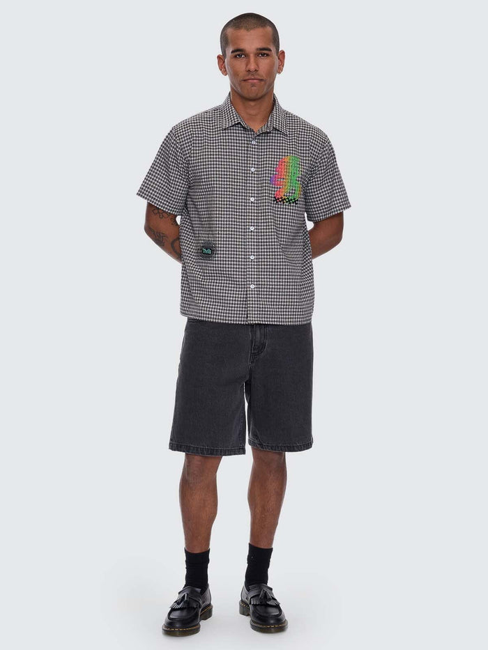 It's In The Cards Short Sleeve Cropped Shirt - Black