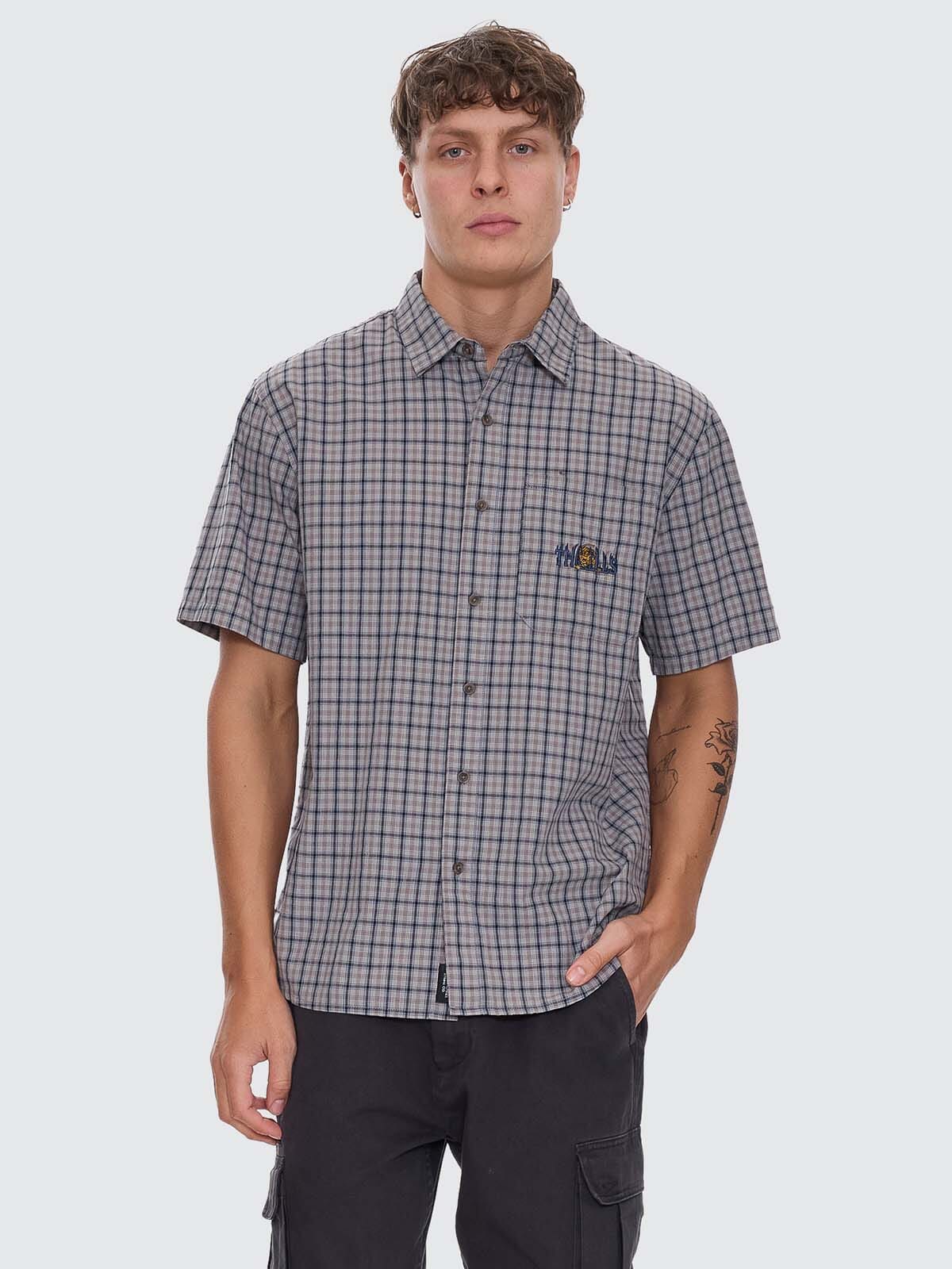 Eyes In The Grass Short Sleeve Shirt - Light Grey XS