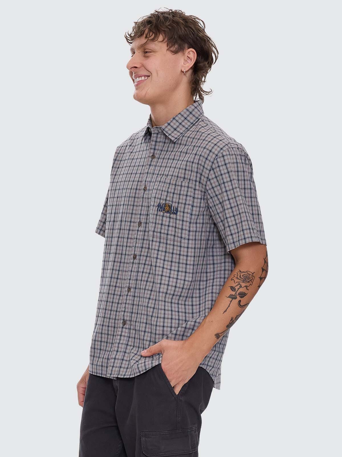 Eyes In The Grass Short Sleeve Shirt - Light Grey XS