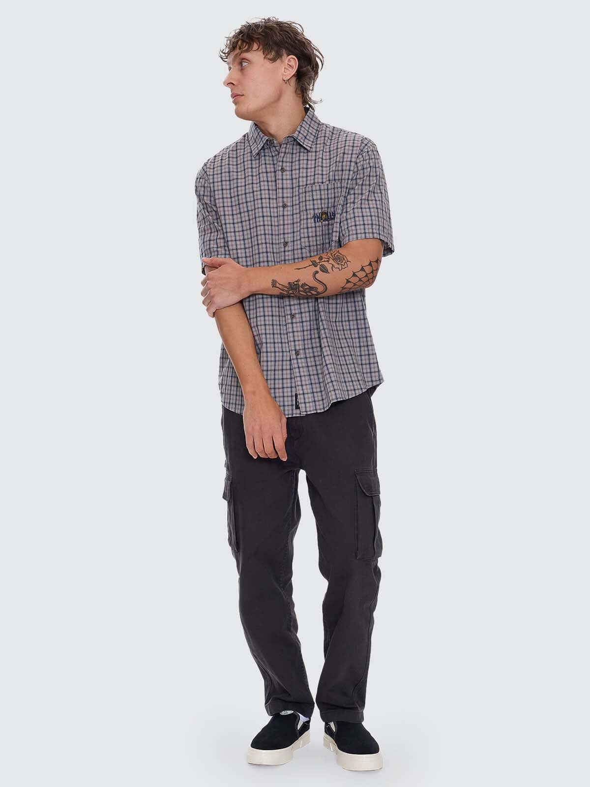 Eyes In The Grass Short Sleeve Shirt - Light Grey XS