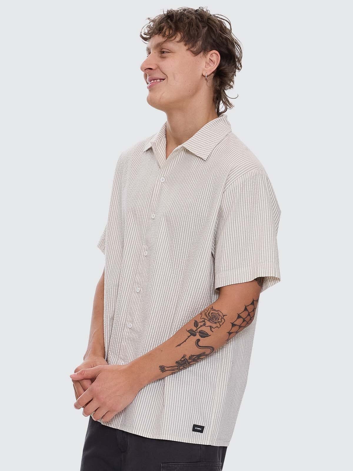 Beauty Around Us Short Sleeve Stripe Work Shirt - Acorn XS