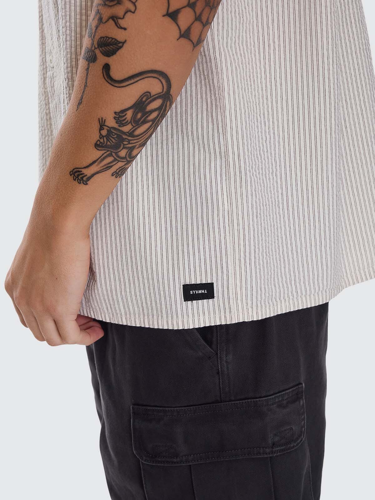 Beauty Around Us Short Sleeve Stripe Work Shirt - Acorn XS