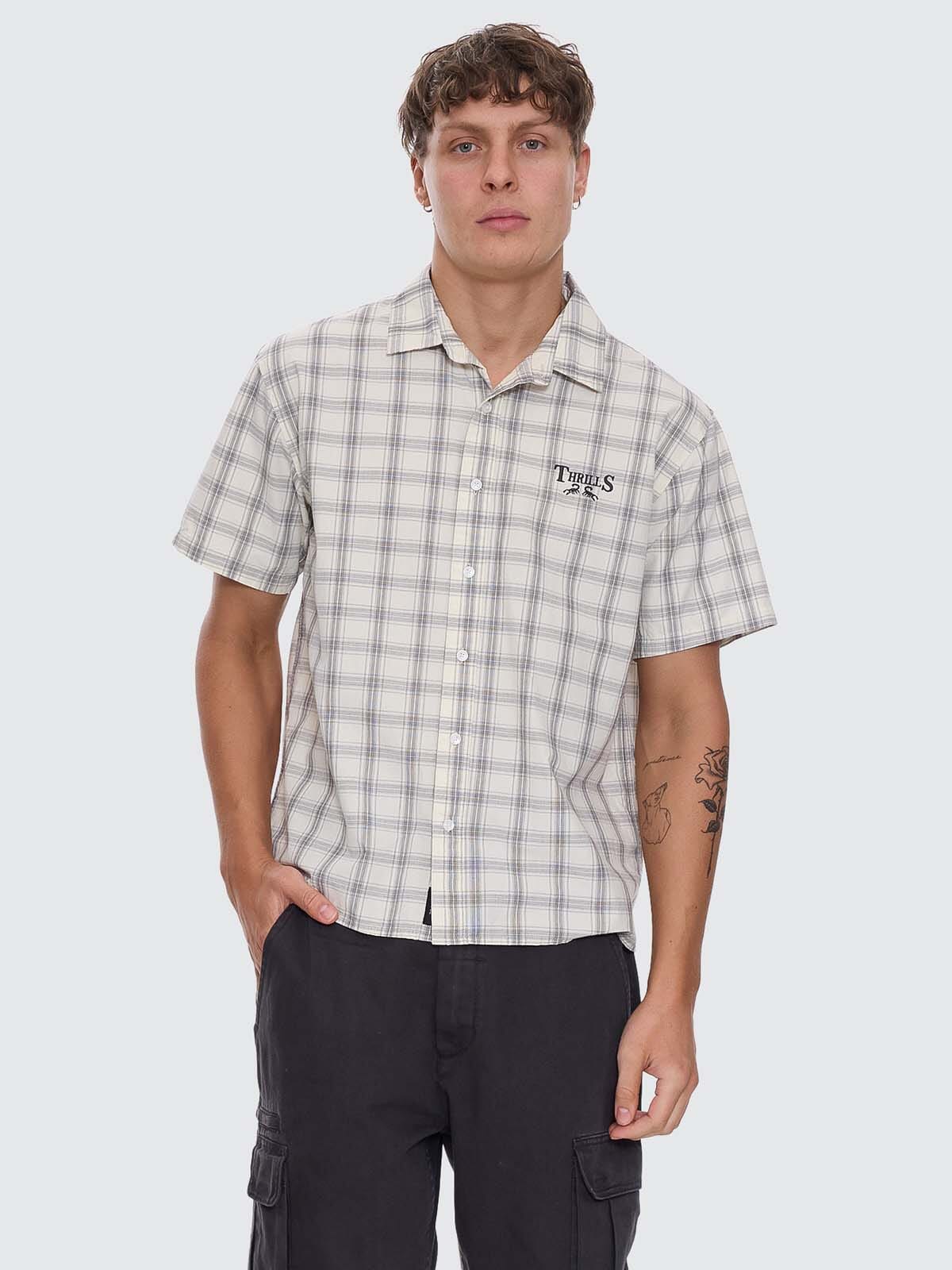 Touch The Sky Check Short Sleeve Cropped Shirt - Heritage White XS