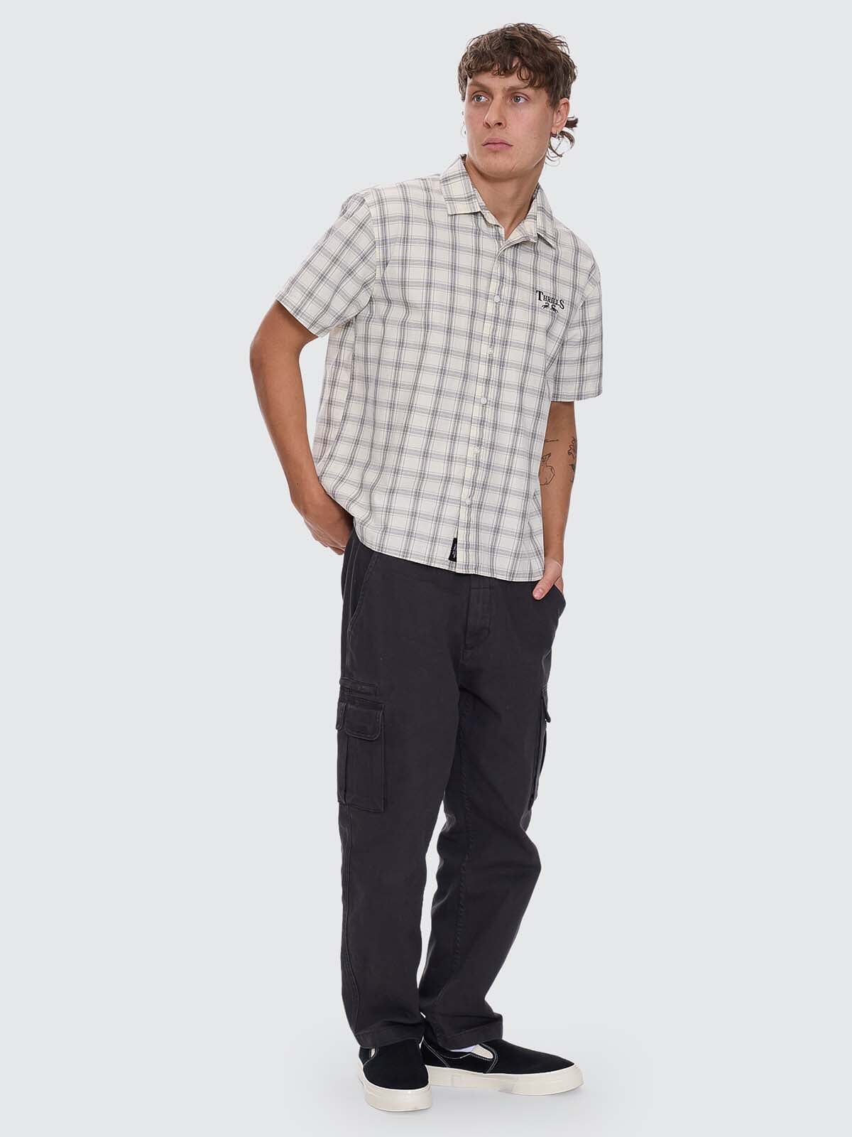 Touch The Sky Check Short Sleeve Cropped Shirt - Heritage White XS