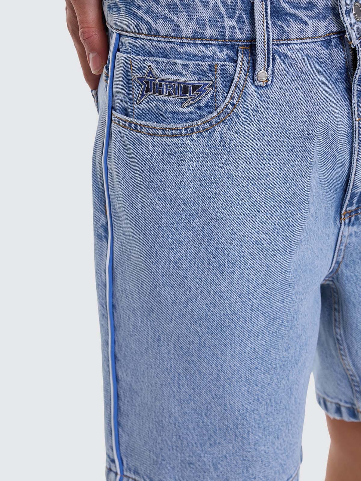 Heavy Static Slacker Relaxed Denim Short - Tempest Blue 26