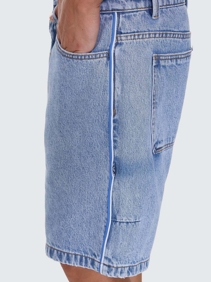 Heavy Static Slacker Relaxed Denim Short - Tempest Blue 26