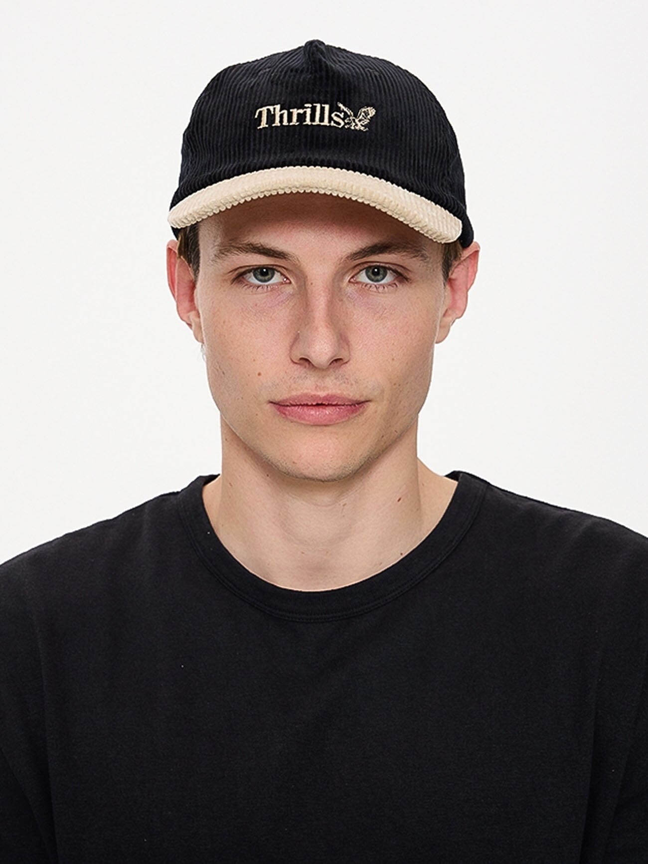 Thrills Workwear 5 Panel Cap - Black - Green Sheen