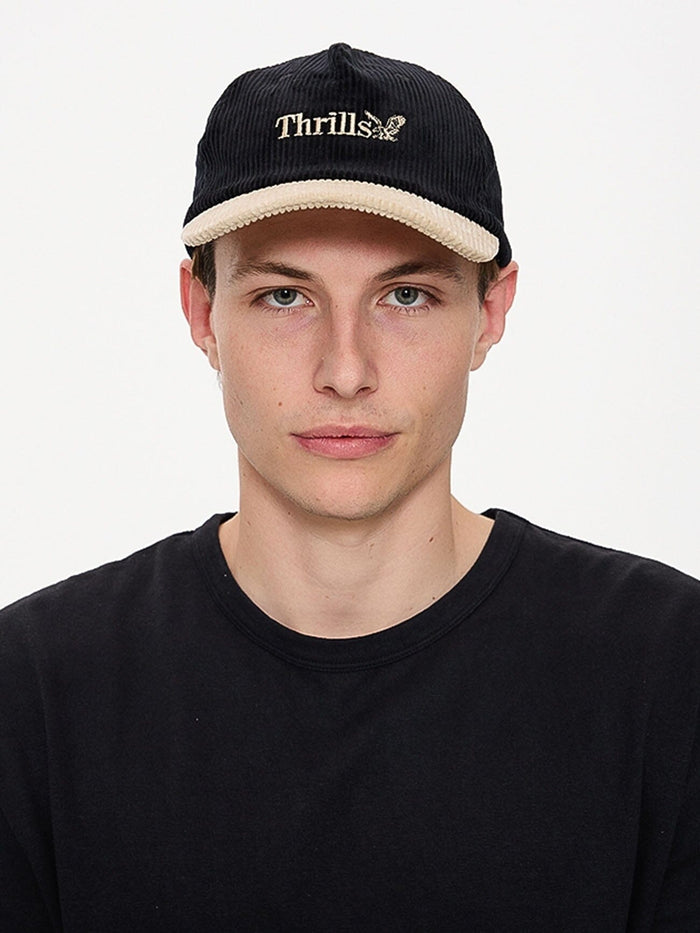 Thrills Workwear 5 Panel Cap - Black - Green Sheen