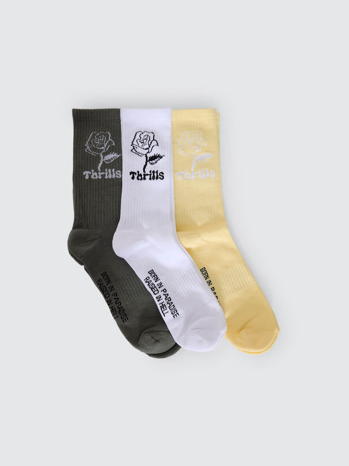 Love Stinks 3 Pack Sock - Olivine - Butter Yellow - White One Size