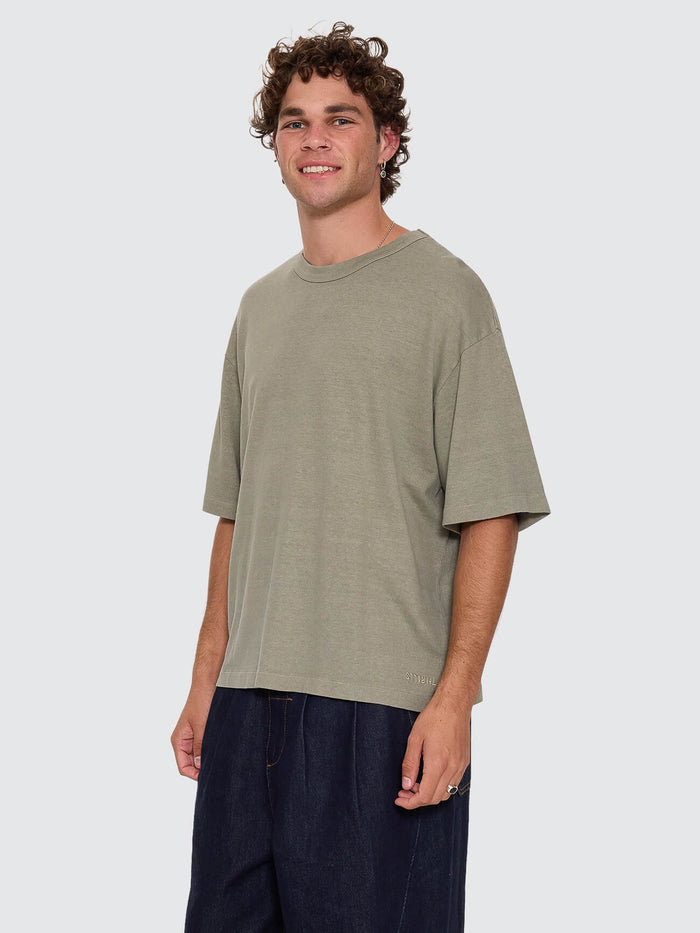 Hemp Thrills Embro Box Crop Tee - Dust Army XS