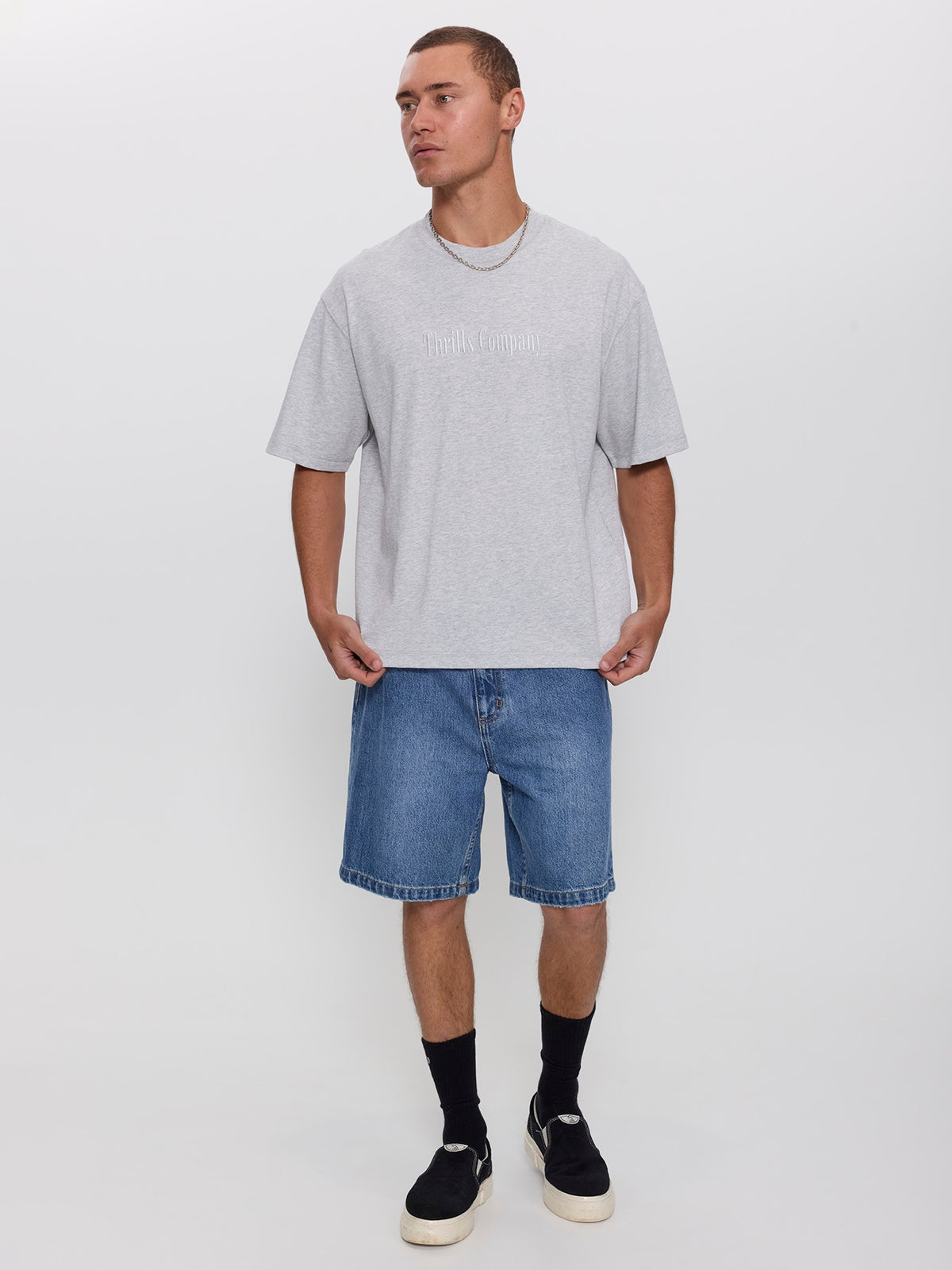 Primitive Thrills Box Crop Tee - Snow Marle XS