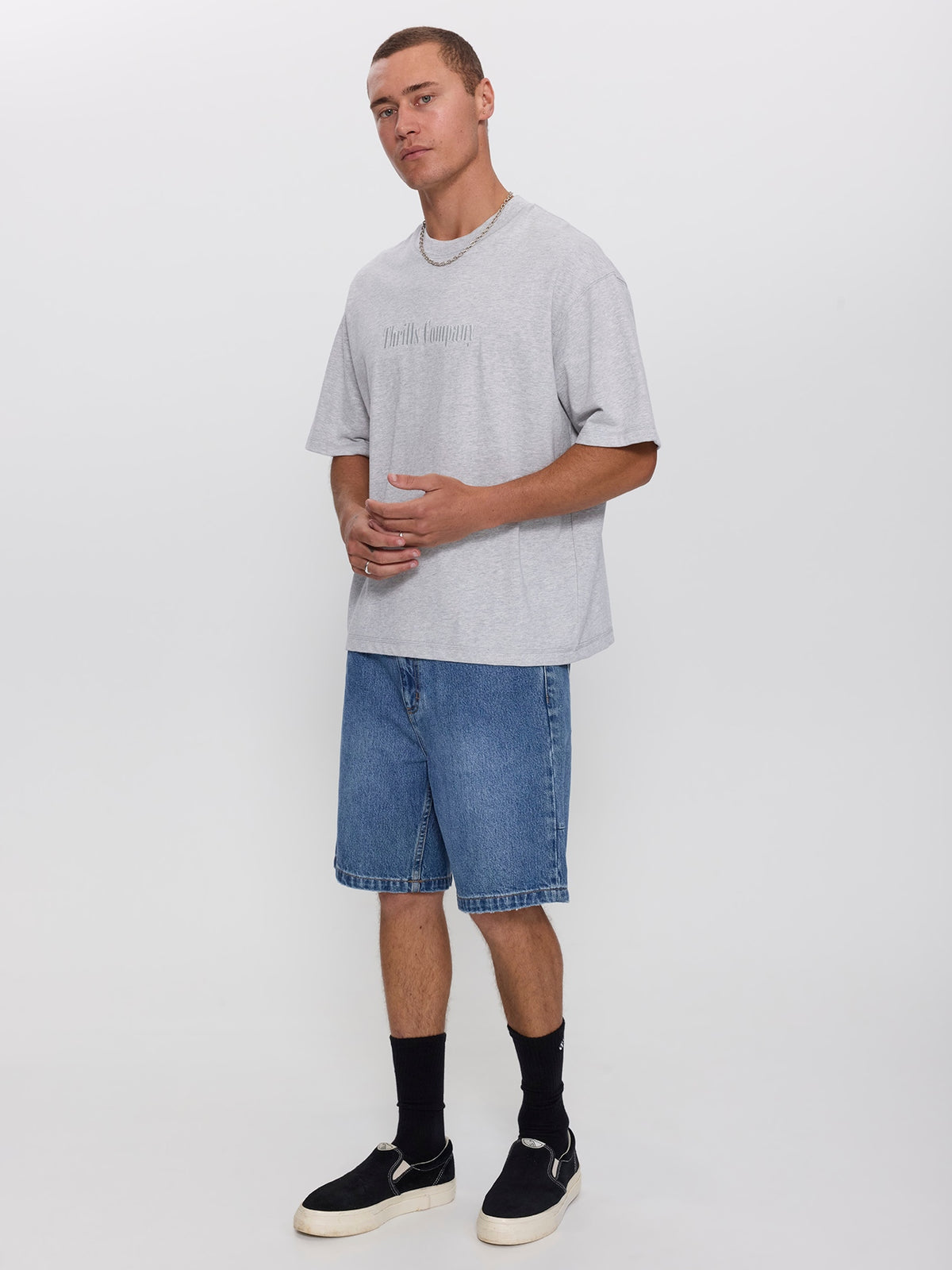 Primitive Thrills Box Crop Tee - Snow Marle XS