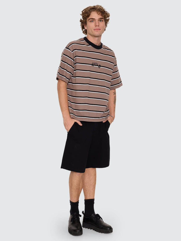 Staggered Big Stripe Box Crop Tee - Falcon XS