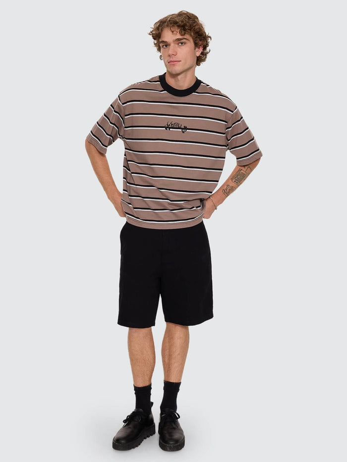 Staggered Big Stripe Box Crop Tee - Falcon XS