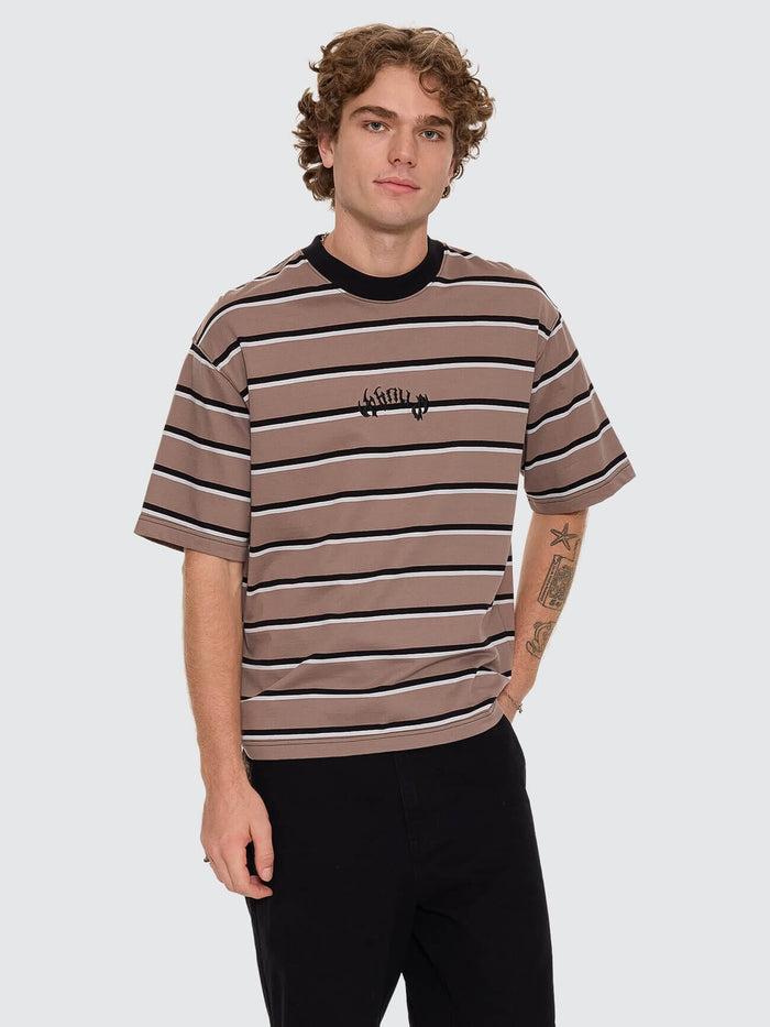Staggered Big Stripe Box Crop Tee - Falcon XS