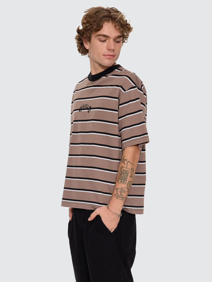 Staggered Big Stripe Box Crop Tee - Falcon XS