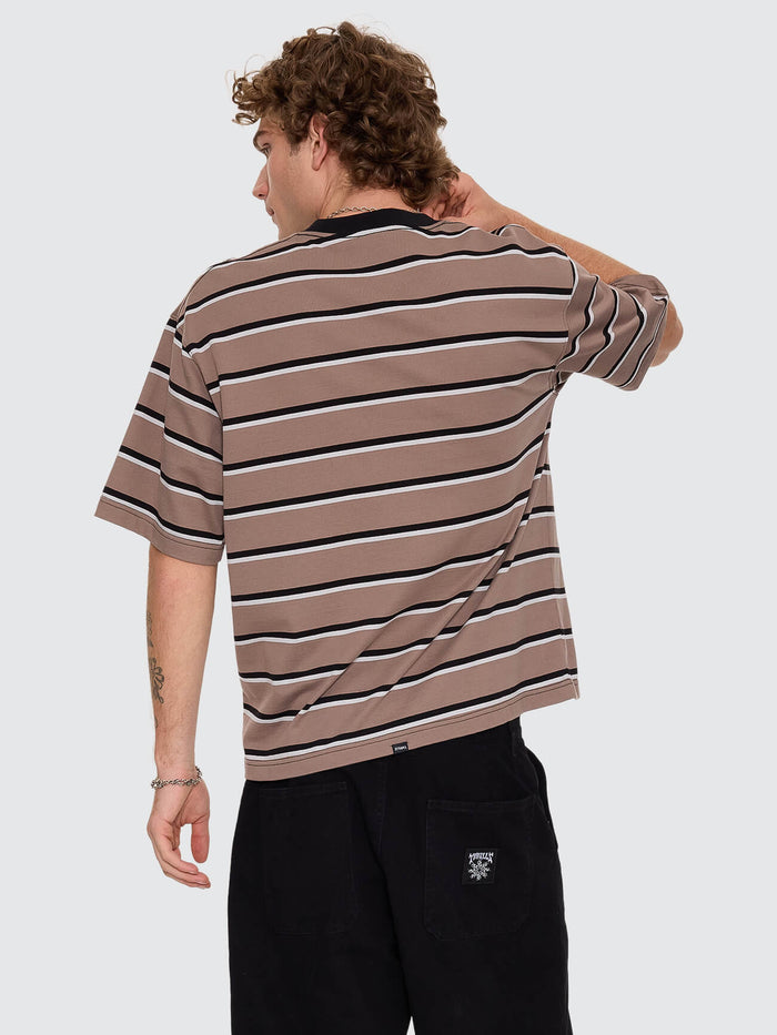 Staggered Big Stripe Box Crop Tee - Falcon XS