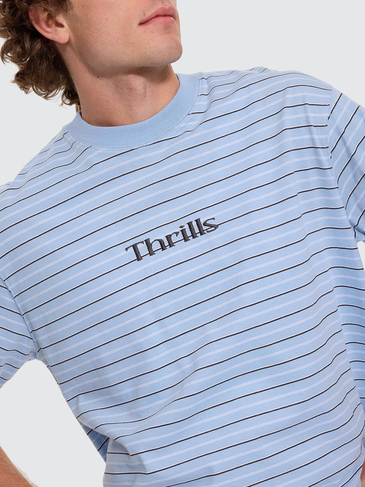 Flowers Of Tomorrow Stripe Box Crop Tee - Placid Blue XS