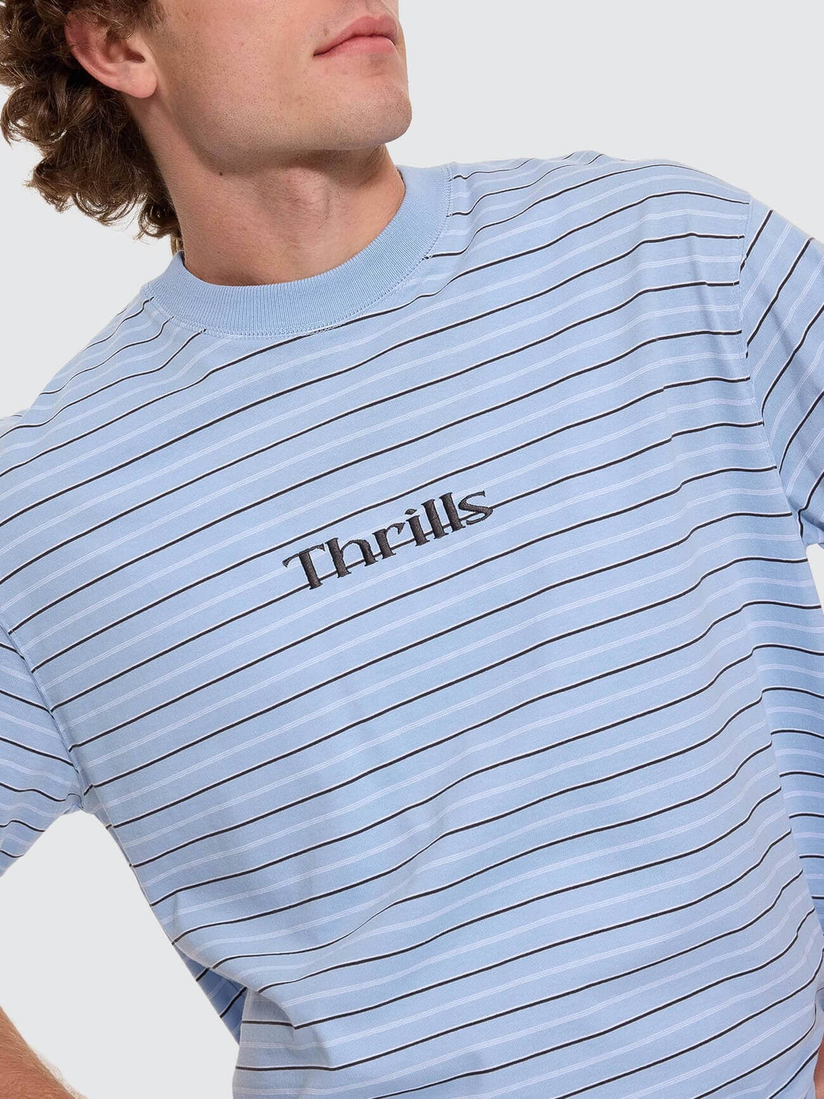 Flowers Of Tomorrow Stripe Box Crop Tee - Placid Blue XS