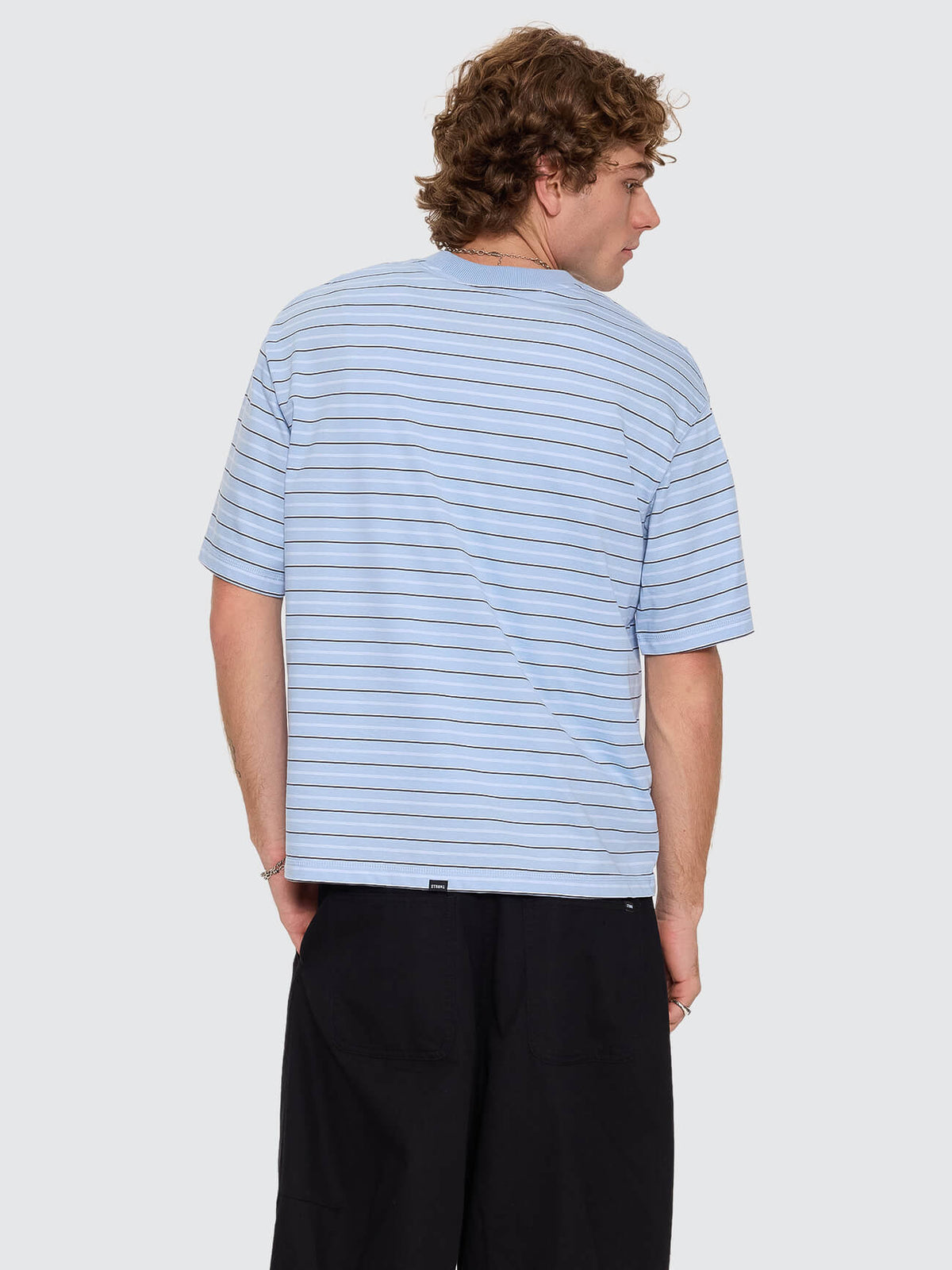 Flowers Of Tomorrow Stripe Box Crop Tee - Placid Blue XS