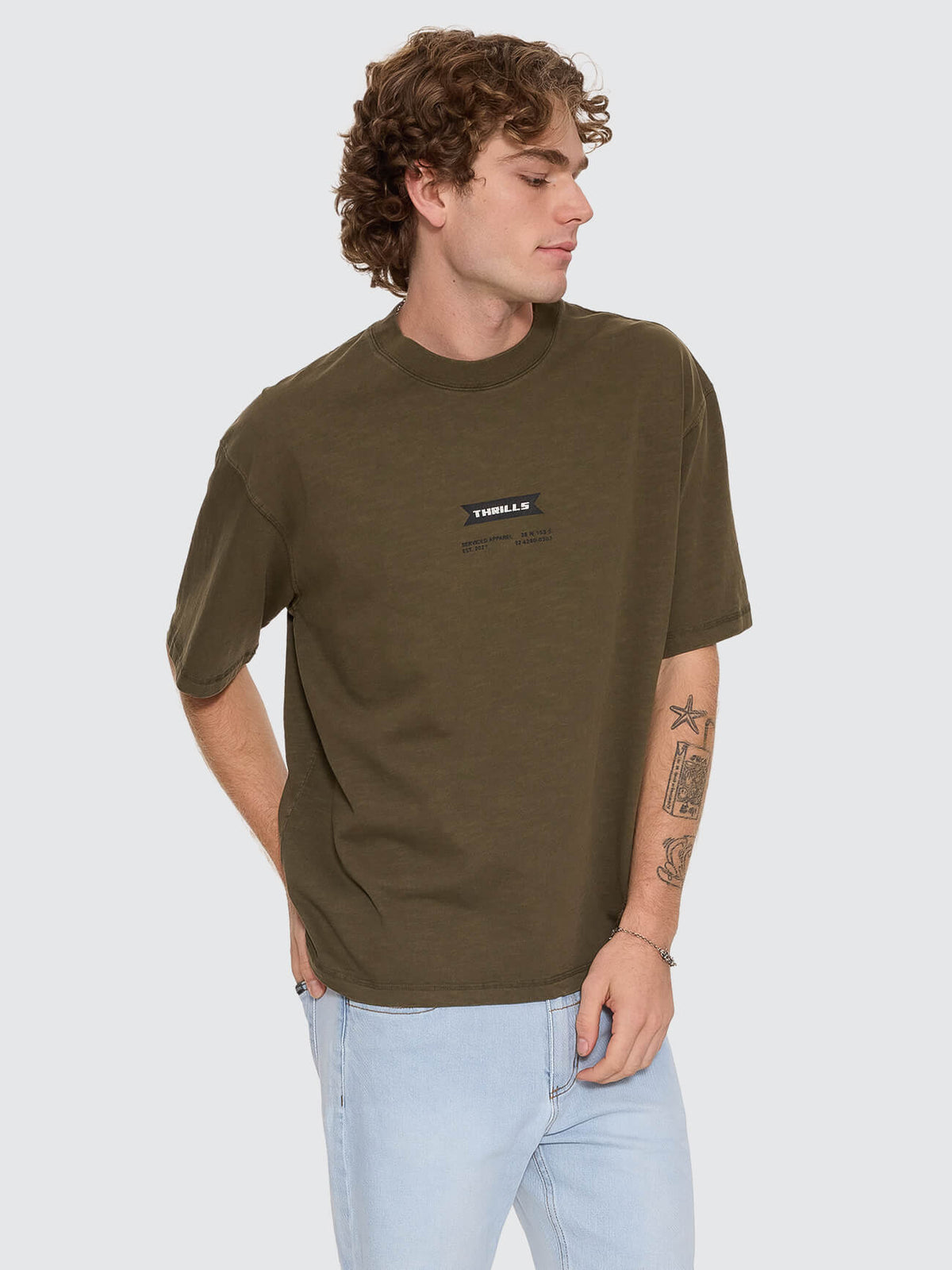 Serviced Box Crop Tee - Military XS