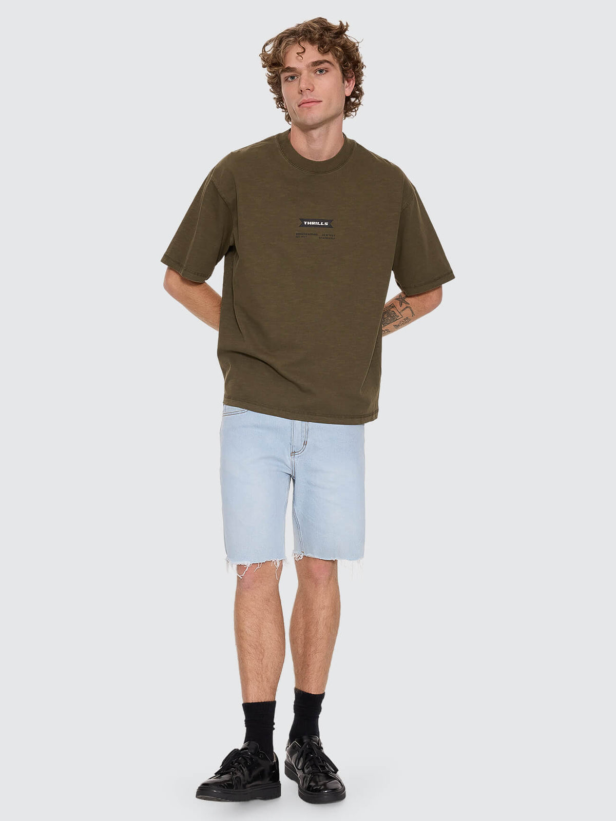 Serviced Box Crop Tee - Military XS