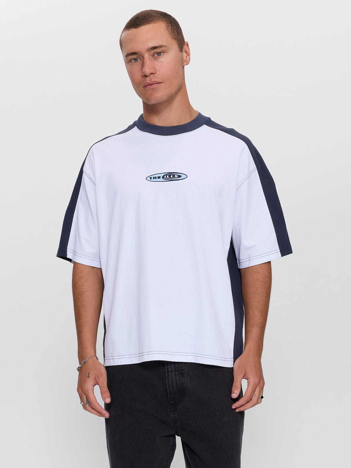 Mad Dogs Box Crop Panel Tee - White XS