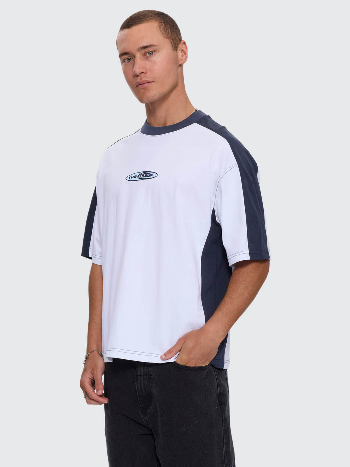 Mad Dogs Box Crop Panel Tee - White XS