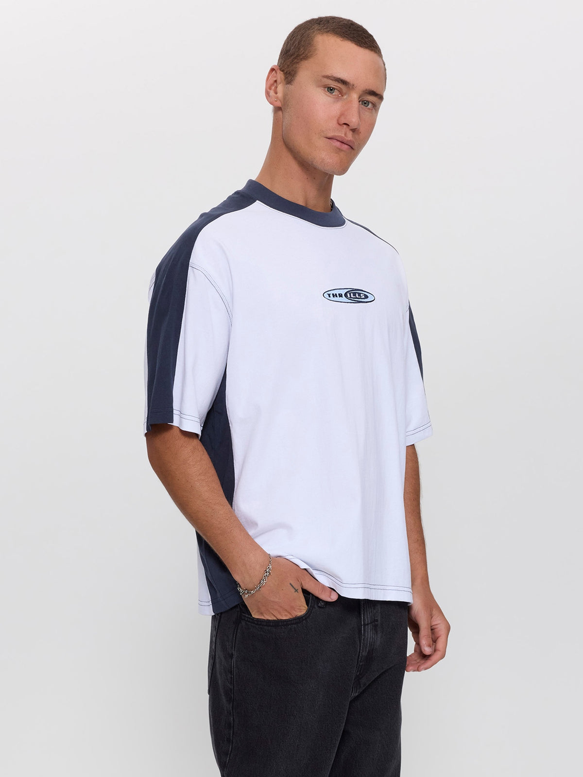 Mad Dogs Box Crop Panel Tee - White XS