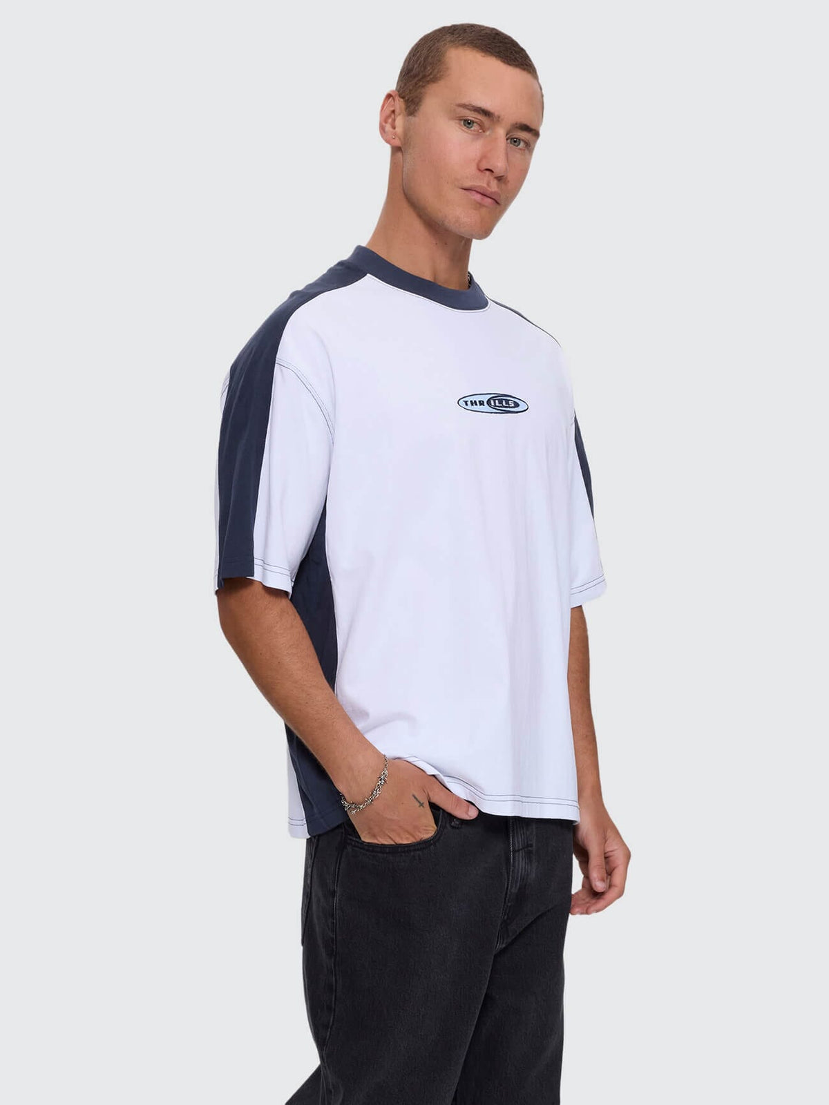 Mad Dogs Box Crop Panel Tee - White XS