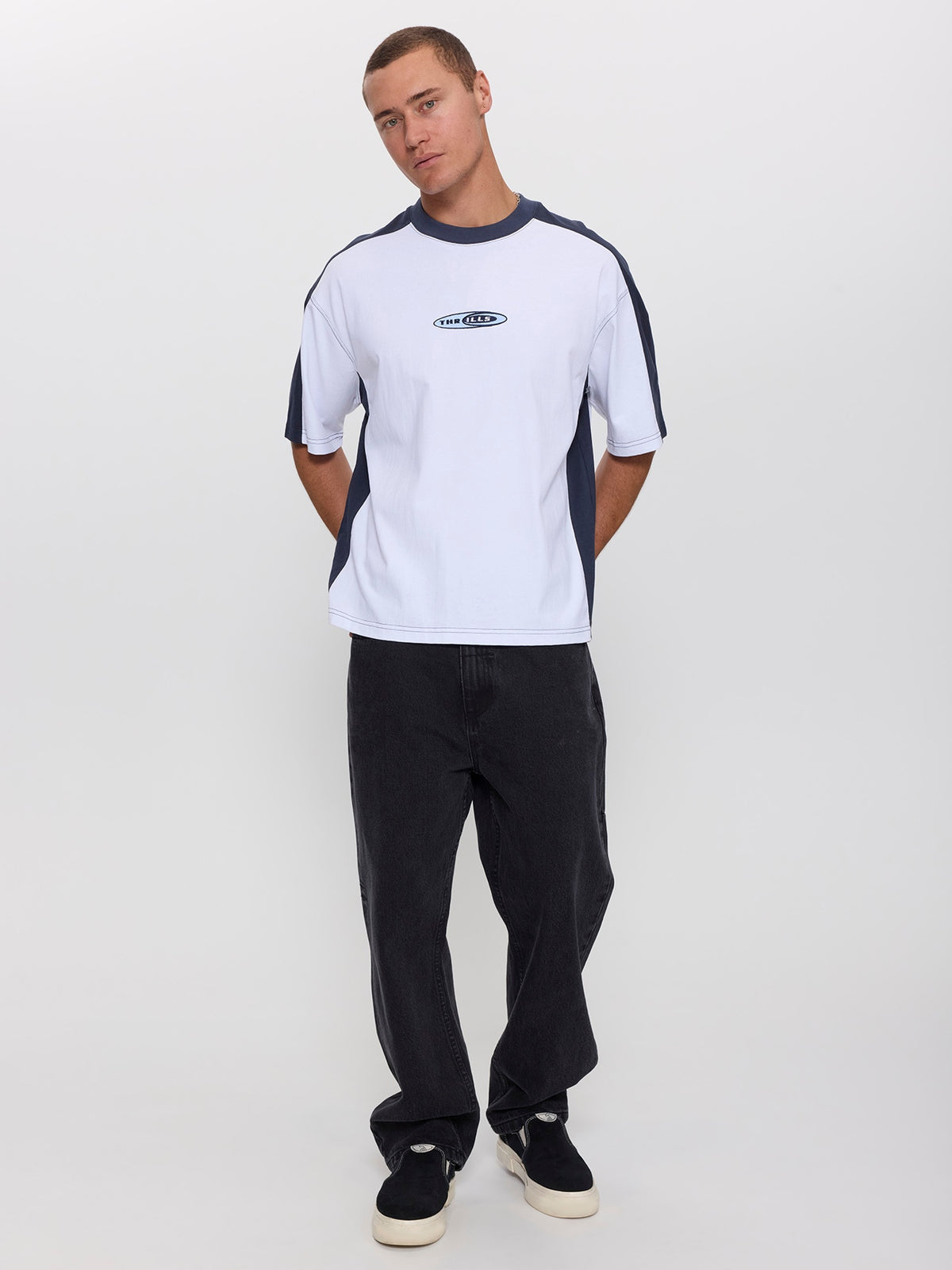 Mad Dogs Box Crop Panel Tee - White XS