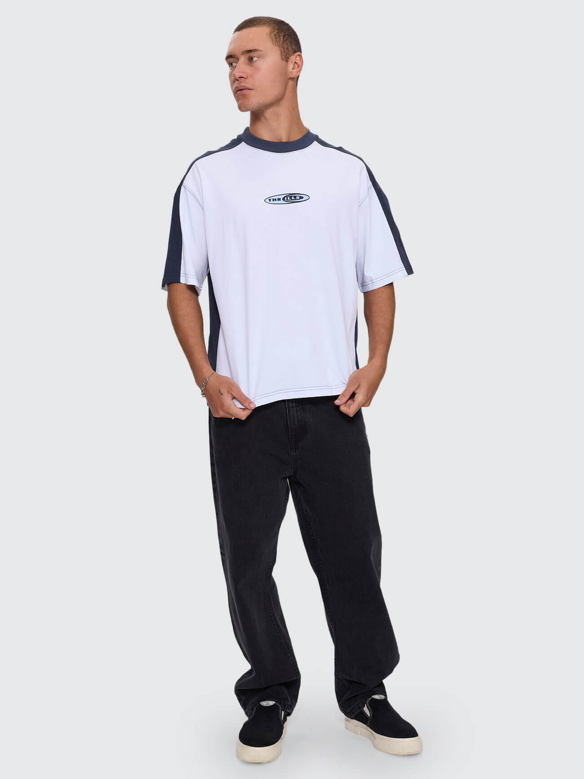 Mad Dogs Box Crop Panel Tee - White XS