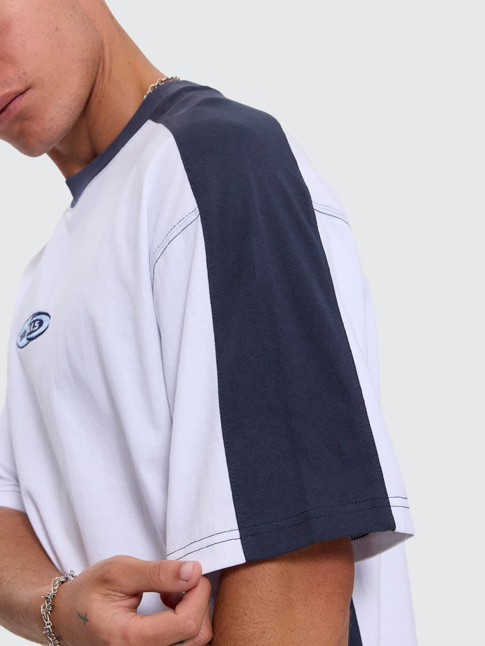 Mad Dogs Box Crop Panel Tee - White XS