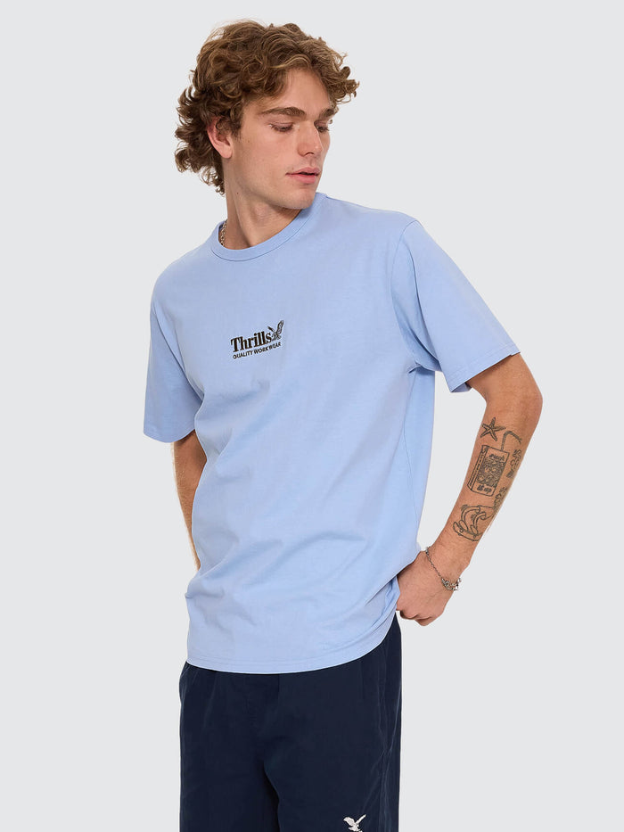 Thrills Workwear Embro Merch Fit Tee - Placid Blue XS