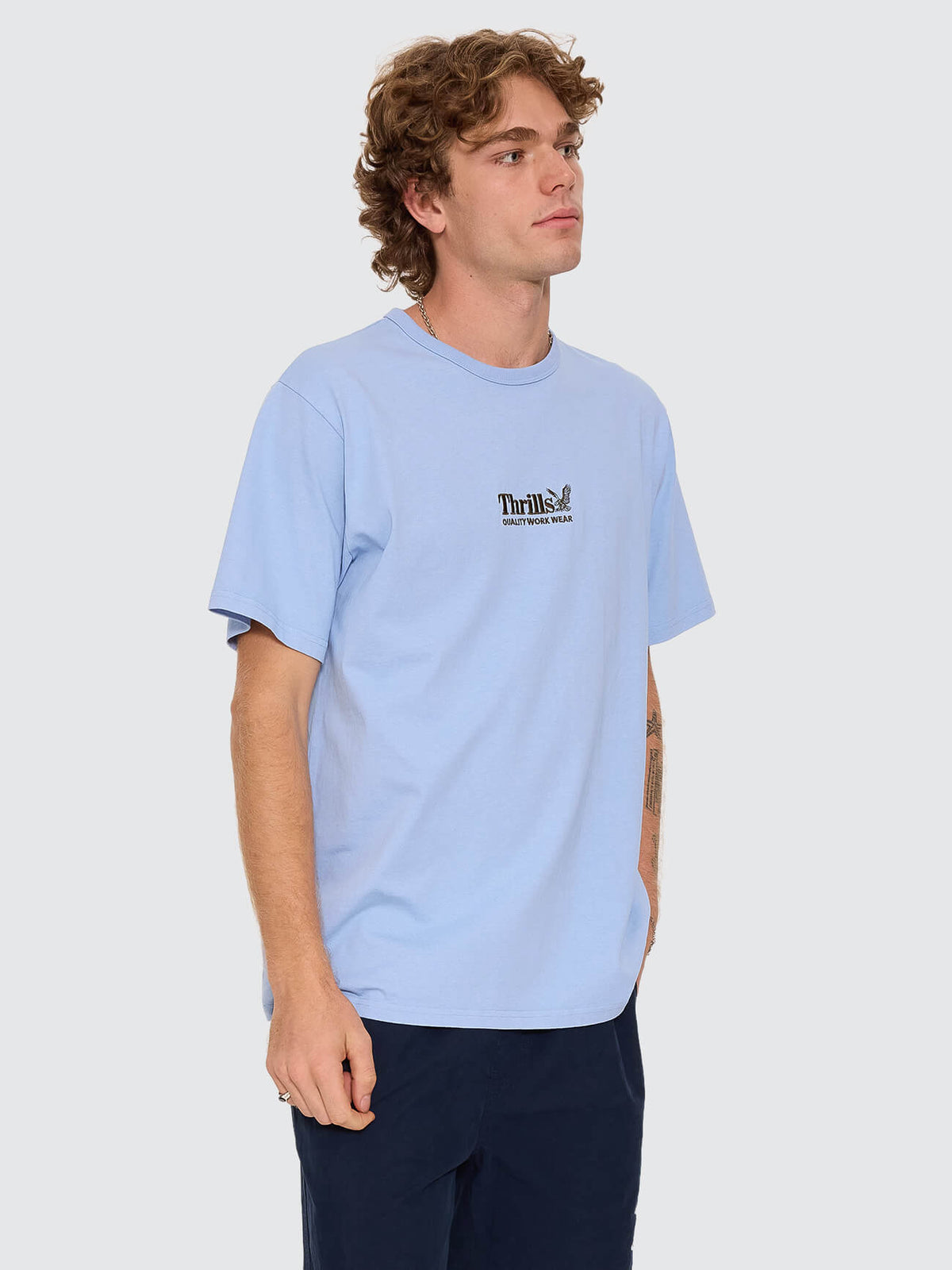 Thrills Workwear Embro Merch Fit Tee - Placid Blue XS