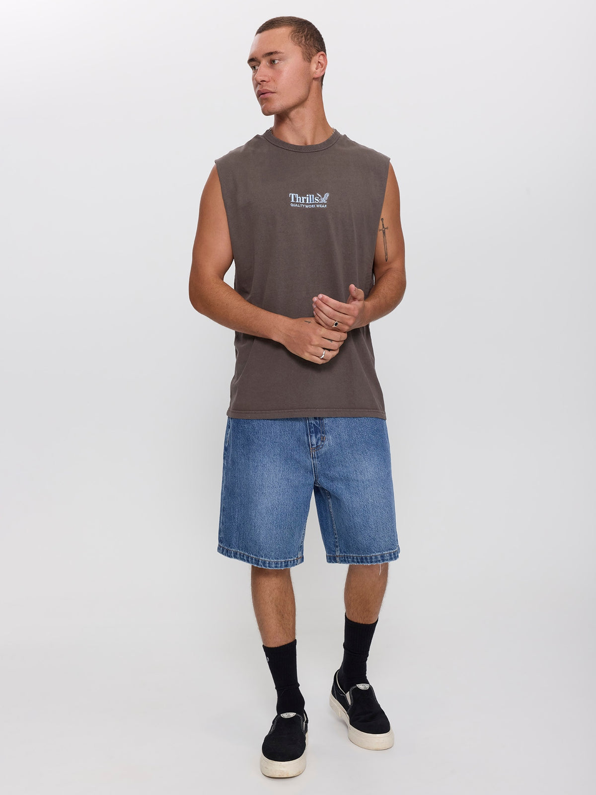 Thrills Workwear Embro Merch Fit Muscle Tee - Bungee Cord XS