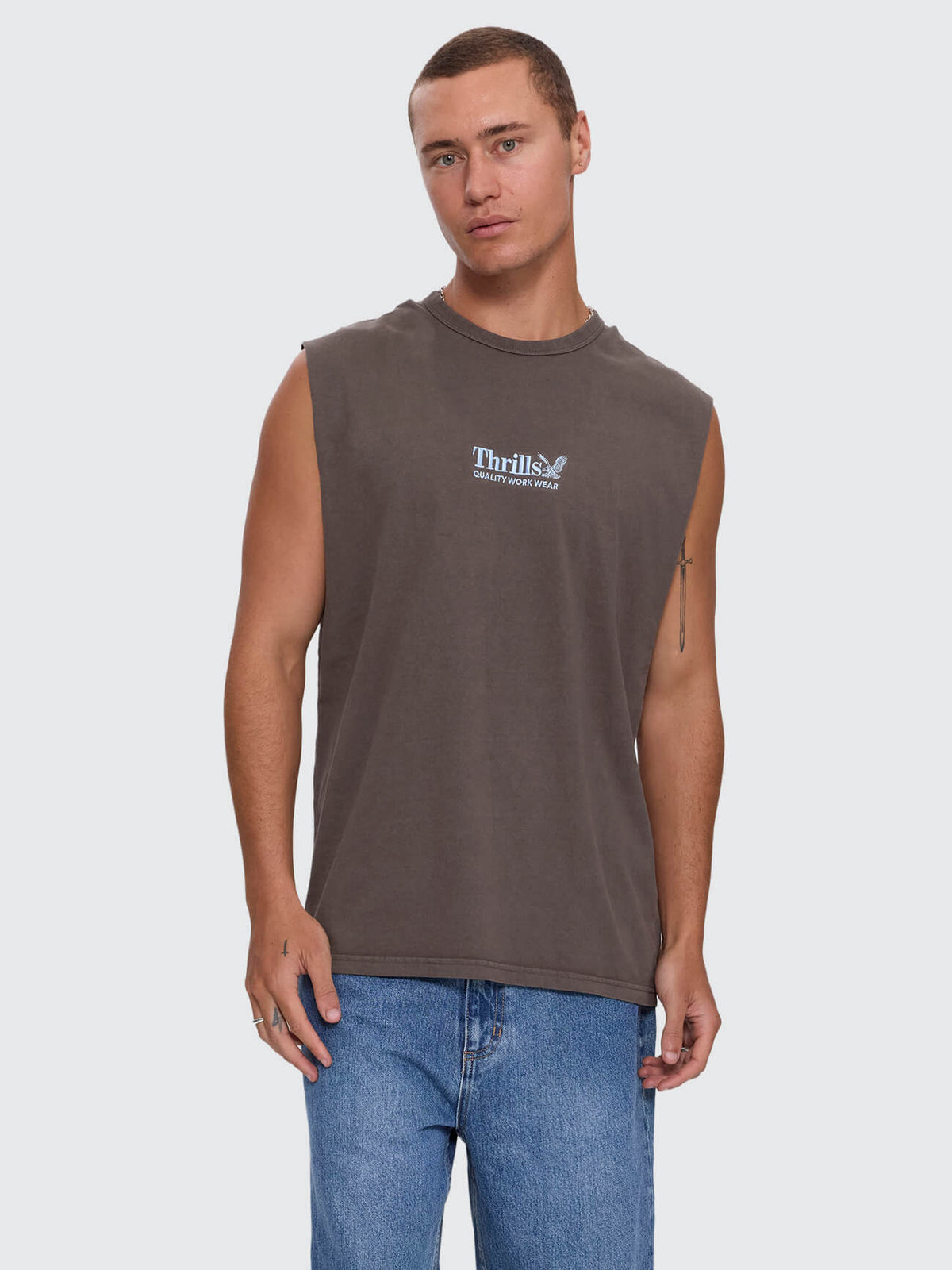 Thrills Workwear Embro Merch Fit Muscle Tee - Bungee Cord XS