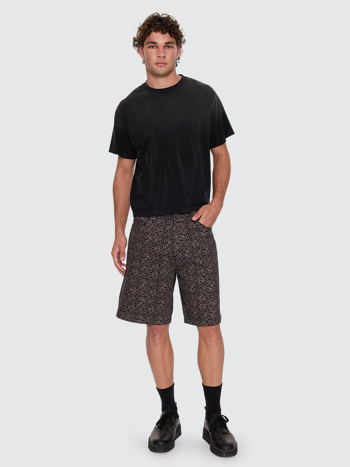 Natural Occurrence Merch Fit Cropped Tee - Dark Faded Splatter Black XS
