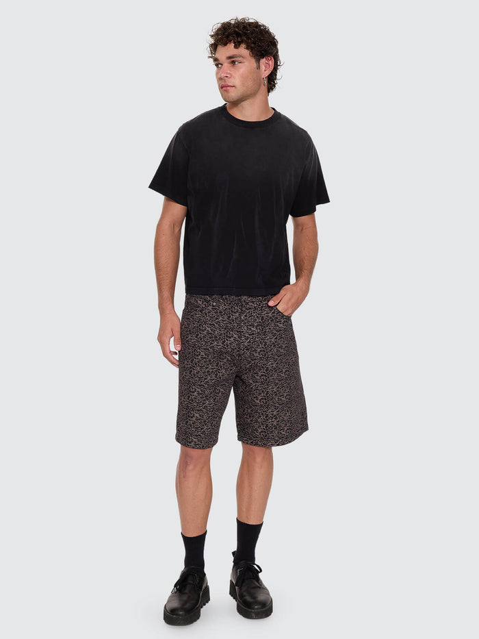 Natural Occurrence Merch Fit Cropped Tee - Dark Faded Splatter Black XS