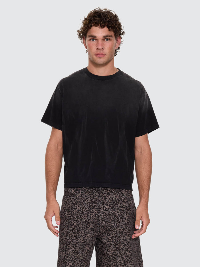 Natural Occurrence Merch Fit Cropped Tee - Dark Faded Splatter Black XS