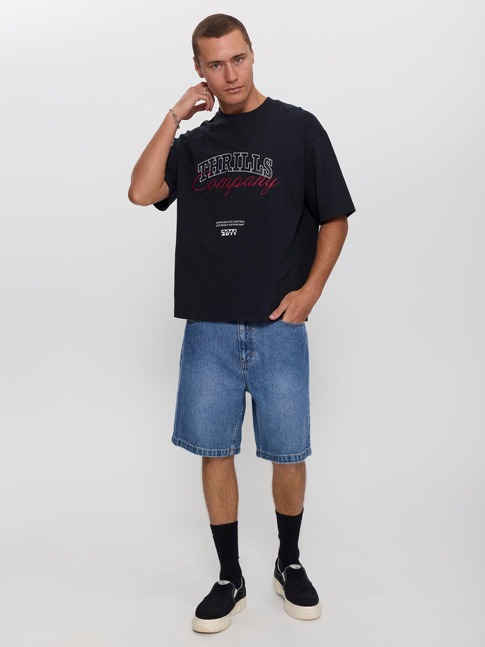 Spiraling Box Crop Tee - Washed Black XS