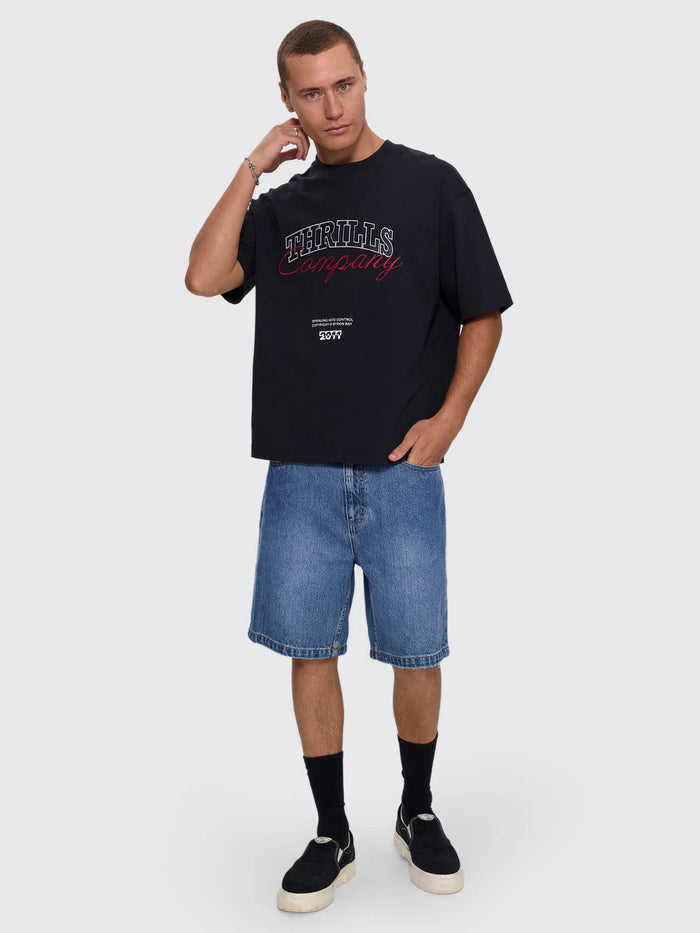 Spiraling Box Crop Tee - Washed Black XS